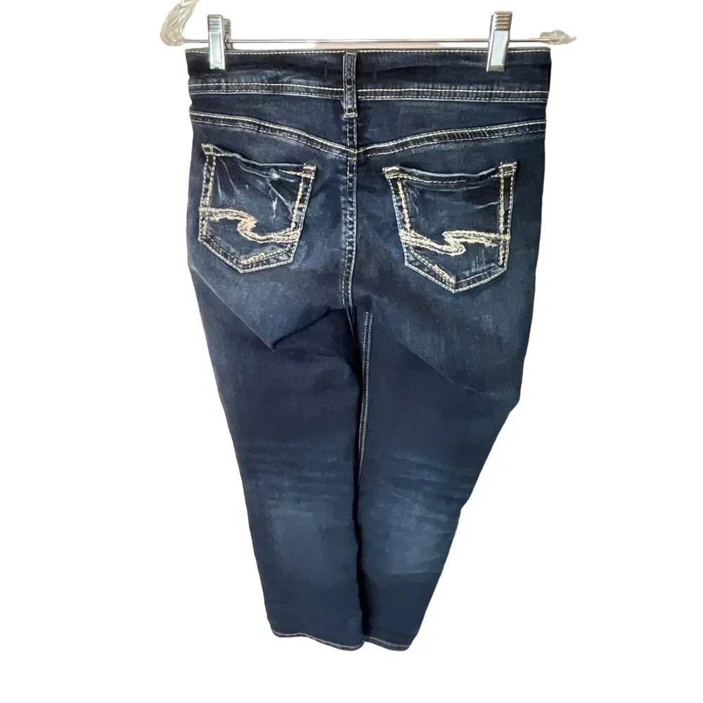 Silver Jeans Co. Womens Distressed Denim Capri Pants‎ Waist 26
